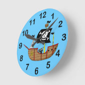 Piratenschiff Runde Wanduhr (Winkel)