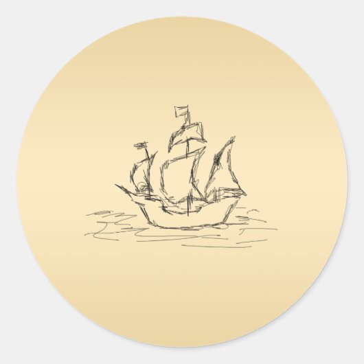 Piratenschiff. Runder Aufkleber (Vorderseite)