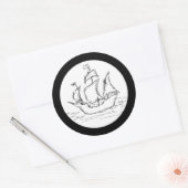Piratenschiff. Runder Aufkleber (Umschlag)