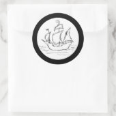 Piratenschiff. Runder Aufkleber (Tasche)