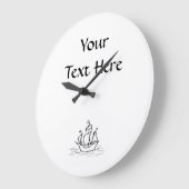 Piratenschiff. Schwarz und Weiß. Große Wanduhr (Winkel)