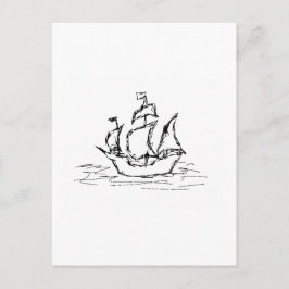 Piratenschiff. Schwarz und Weiß. Postkarte