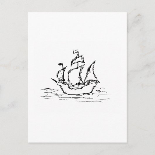 Piratenschiff. Schwarz und Weiß. Postkarte (Vorderseite)