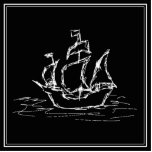 Piratenschiff. Schwarz-Weiß-Galerie.<br><div class="desc">Dieses Piratenschiff zeichne in weiß auf einem schwarzen Hintergrund. Das auf diesem Artikel gedruckte Bild wurde aus einer Skizze erstellt,  die mit einem Grafiktablett gezeichnet wurde.</div>