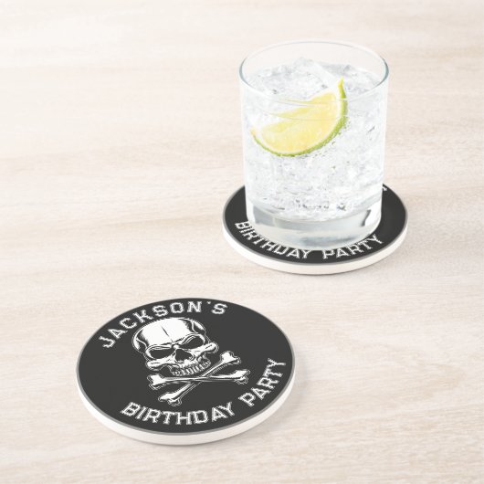 Piratenschiff Schwarzer Schädel Getränkeuntersetzer (Seite)