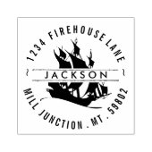 Piratenschiff Silhouette Rücksendeadresse Briefmar Gummistempel (Prägung)