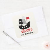 Piratenschiff Skeleton Geburtstagspartei Günstige  Quadratischer Aufkleber (Umschlag)