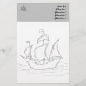Piratenschiff, Sketch-Stil. Nautic Themed Briefpapier (Vorderseite)