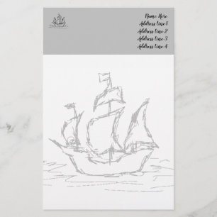 Piratenschiff, Sketch-Stil. Nautic Themed Briefpapier
