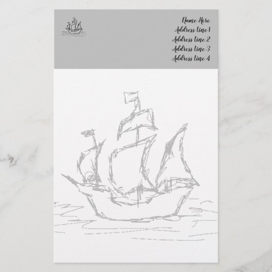 Piratenschiff, Sketch-Stil. Nautic Themed Briefpapier (Vorderseite)