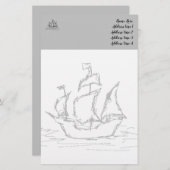Piratenschiff, Sketch-Stil. Nautic Themed Briefpapier (Vorne/Hinten)