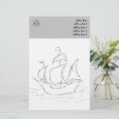 Piratenschiff, Sketch-Stil. Nautic Themed Briefpapier (Stehend Vorderseite)