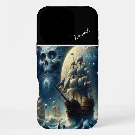 Piratenschiff Skull Moon's Shadow iPhone Hülle (Rückseite)