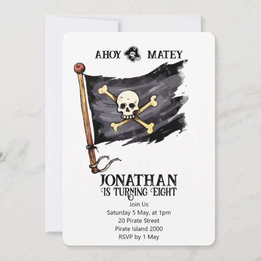 Piratenschiff Skull zum Geburtstag Einladung (Vorderseite)