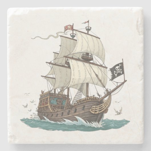 Piratenschiff Steinuntersetzer (Vorderseite)
