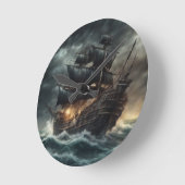 Piratenschiff Stormy - 2 - Runde Wanduhr (Winkel)