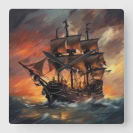 Piratenschiff Stormy - 4 - Quadratische Wanduhr