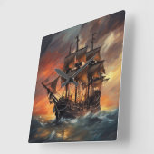 Piratenschiff Stormy - 4 - Quadratische Wanduhr (Winkel)