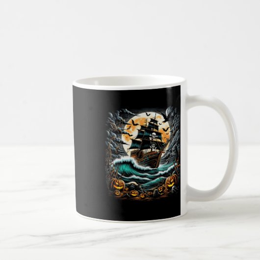 Piratenschiff Sturm Halloween Boot Kapitän Bootfah Kaffeetasse (Rechts)