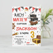 Piratenschiff Treasure Geburtstagseinladung Einladung (Stehend Vorderseite)