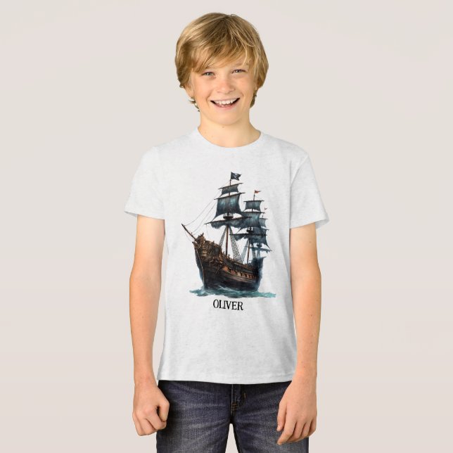 Piratenschiff Tri-Blend Shirt (Vorderseite voll)