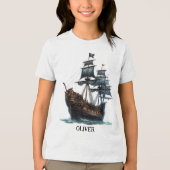Piratenschiff Tri-Blend Shirt (Vorderseite)