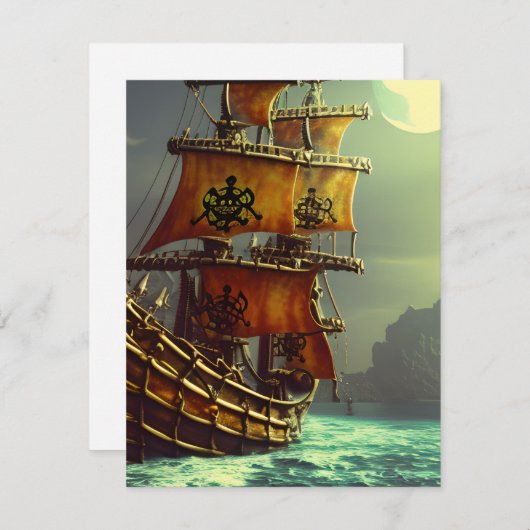 Piratenschiff-Triptych Feiertagskarte (Vorne/Hinten)