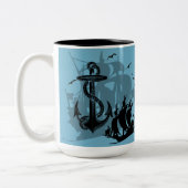 Piratenschiff und Anker Schwarze Silhouette Tasse (Links)