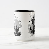 Piratenschiff und Anker Schwarze Silhouette Tasse (Mittel)