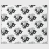 Piratenschiff und Ankerpapier, schwarze Silhouette Geschenkpapier (Flach)