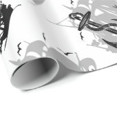 Piratenschiff und Ankerpapier, schwarze Silhouette Geschenkpapier (Rolleneckpunkt)