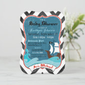 Piratenschiff und Ocean Baby Shower Einladung (Stehend Vorderseite)