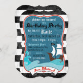 Piratenschiff und Ozean Einladung zum Geburtstag (Vorne/Hinten)