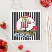 Piratenschiff und schwarze Streifen Serviette (Beispiel)