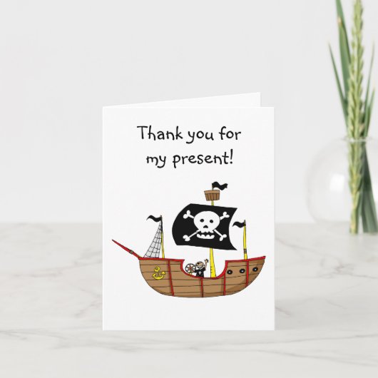 Piratenschiff, vielen Dank für mein Geschenk Dankeskarte (Vorderseite)