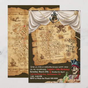 Piratenschiff Vintage Karte Schatz Geburtstagsfeie