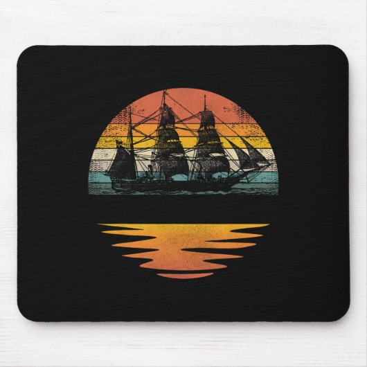 Piratenschiff Vintage Nautical Segelboot  Mousepad (Vorne)