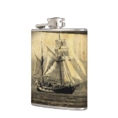 Piratenschiff Vinyl eingewickelte Flasche Flachmann (Links)