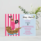 Piratenschiff zum Geburtstag Einladung (Stehend Vorderseite)