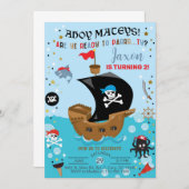 Piratenschiff zum Geburtstag. Einladung (Vorne/Hinten)