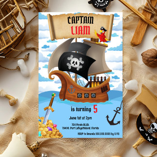 Piratenschiff zum Geburtstag Einladung für Kinder