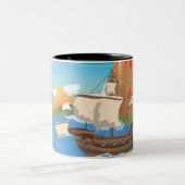 Piratenschiff Zweifarbige Tasse (Mittel)