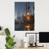 Piratenschiffe auf See | AI Art Poster (Heimbüro)