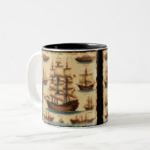 Piratenschiffe des Mittelalters Zweifarbige Tasse (Vorderseite Links)