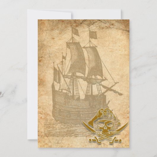 Piratenschiffs- und -schädeleinladung einladung (Vorderseite)