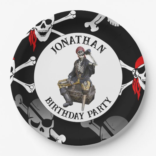 Piratenskelett Pappteller (Vorderseite)