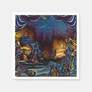 Piratenskelett-Schatz unter dem Meer-Comic-Art Serviette