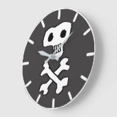 Piratenskull & Crossbones Große Wanduhr (Winkel)