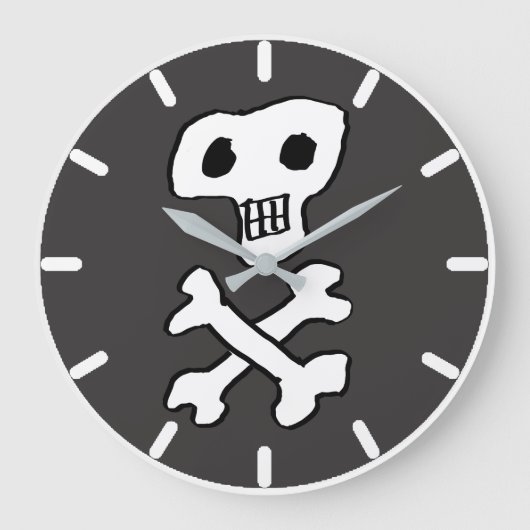 Piratenskull & Crossbones Große Wanduhr (Vorderseite)