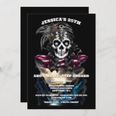 Piratenskull-Frau Höhlenschatz Themenparty Einladung (Vorne/Hinten)